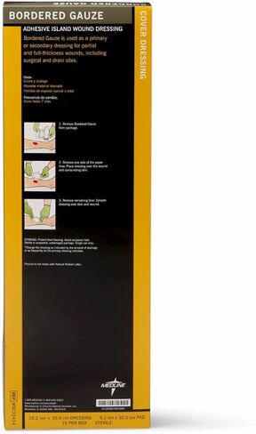 Medline Bordered Gauze, 6" x 6" Adhesive Island Wound Dressing, Sterile, 15 Count in Saudi Arabia