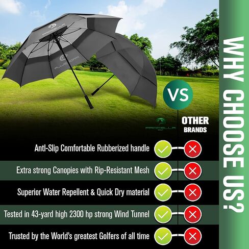 Procella 62 Inch Golf Umbrella Extra Large Automatic Open Windproof Waterproof Double Canopy Oversize Vented Stick Umbrellas for Rain - Best Golf Gifts for Men and Women in Saudi Arabia