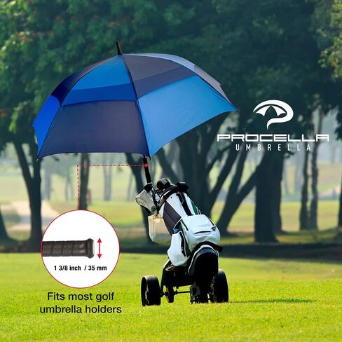 Procella 62 Inch Golf Umbrella Extra Large Automatic Open Windproof Waterproof Double Canopy Oversize Vented Stick Umbrellas for Rain - Best Golf Gifts for Men and Women in Saudi Arabia