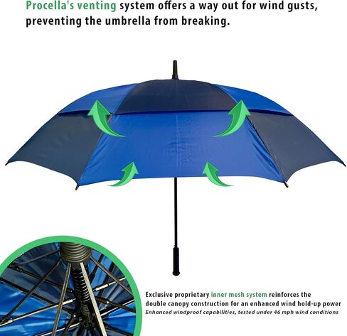Procella 62 Inch Golf Umbrella Extra Large Automatic Open Windproof Waterproof Double Canopy Oversize Vented Stick Umbrellas for Rain - Best Golf Gifts for Men and Women in Saudi Arabia