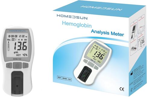 HOMEDSUN الرعاية المنزلية المحمولة تحليل الهيموغلوبين مجموعة اختبارات طبّية متر سهلة الاستخدام نتائج سريعة مع 25 قطعة شرائط المشارط القطارات in Saudi Arabia