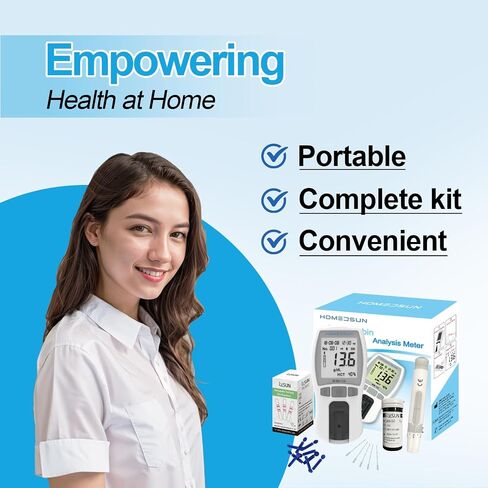 HOMEDSUN الرعاية المنزلية المحمولة تحليل الهيموغلوبين مجموعة اختبارات طبّية متر سهلة الاستخدام نتائج سريعة مع 25 قطعة شرائط المشارط القطارات in Saudi Arabia