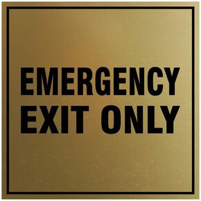 Signs ByLITA Square Emergency Exit Only Sign with Adhesive Tape, Mounts On Any Surface, Weather Resistant, Indoor/Outdoor Use (Light Grey/Burgundy) - Small