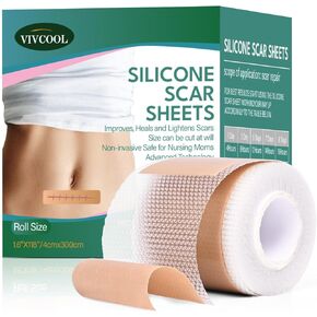Silicone Scar Sheets, Reusable Silicone Scar Tape(3M-1.6"x118"Roll), Professional Scar Removal Tape Strips for Surgical,Healing Keloid,C-Section,Tummy Tuck,Burns Scars Etc