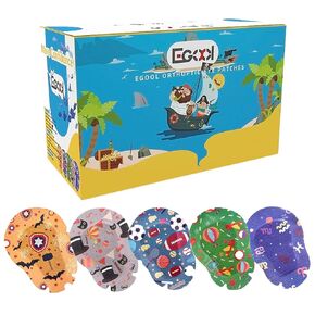 Adhesive Eye Patches for Kids – Cool Boys Design, Economical 100 patches per Box, Regular Size, Breathable Material, Colorful and Fun Pattern, Hypoallergenic & Sensitive for Lazy eye