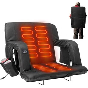 LILYPELLE Double Heated Stadium Seat Bleacher Seat with Back & Arm Support, Portable 6 Reclinng Positions Stadium Seating for Bleachers, Bleacher Seats for Sports Events, Outing, Travelling, Hiking
