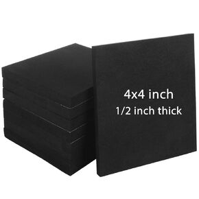 16PCS Adhesive Foam Padding 1/2 inch Thick Closed Cell Foam Sheet 6 x 6 inch Foam Sheet Adhesive Back Black Neoprene Rubber Pad Square Adhesive Anti Vibration Foam Pad Self Stick Foam Rubber Pads