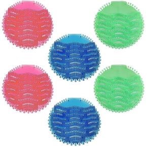 6 Pack Urinal Screen Set, Anti-Splash Urinal Cakes Filter, Portable Toilet Urinal Mats Scent Freshener for Bathroom Hotel Restaurant School Office Gym (Red, Green, Blue) (6 pcs)