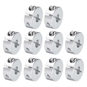 uxcell 10pcs Single Split Clamp-On Shaft Collar 8mm Bore One-Piece Clamping Collar, 25mm OD, 10mm Thickness, Aluminum Alloy Set Screw Split Collar Clamp