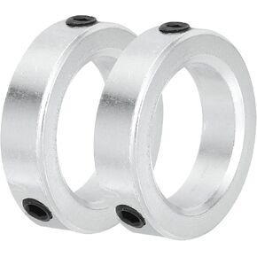 MECCANIXITY Shaft Collar 1.3 Inch Bore Zinc Plated Carbon Steel Set Screw Style Clamping Collars Silver 2 Pcs