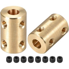 uxcell 6mm to 6mm Bore Rigid Coupling Set Screw L22XD14 Copper,Shaft Coupler Connector for 3D Printers, Motor Accessories,2pcs