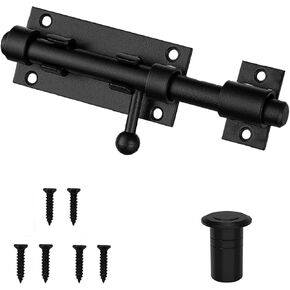 Heavy Black 5-inch Heavy-Duty Stainless Steel Fence/Wooden Door/barn Door/Courtyard Door/Internal Door Lock Sliding Bolt Lock Barrel Bolt-with Padlock Hole
