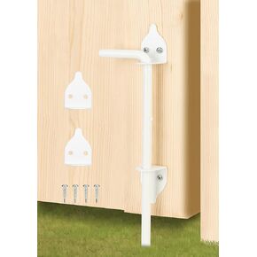 18" Heavy Duty Cane Bolt Gate Drop Rod Hardware Ground Latch for Wood PVC Vinyl Metal Fences Gates, Double Doors, White Solid Steel -2 Pack