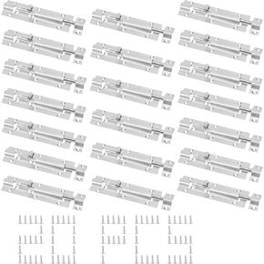20 Pack 5 Inch Barrel Bolt Latch, Stainless Steel Slide Bolt Lock with 160 Mounting Screws for Inside Door Gate Window, Silver