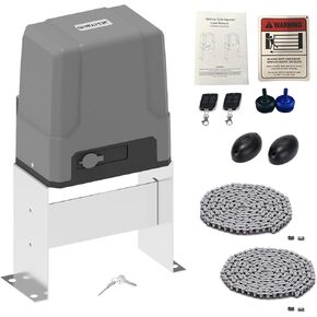 Fast Automatic Sliding Gate Opener Kit Driveway Security Gate Operator Kit with Infrared Photocell Sensor for Sliding Gates up to 1800 pounds or 39feet GT1800DC-GREY-NEW
