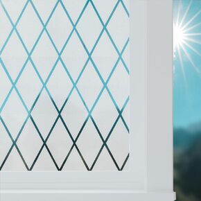 FEOMOS Frosted Lattice Window Film, Window Privacy Film, Decorative Window Cling Non Adhesive, Frosted Glass Film for Windows Doors UV Rejection 17.3x118 inches