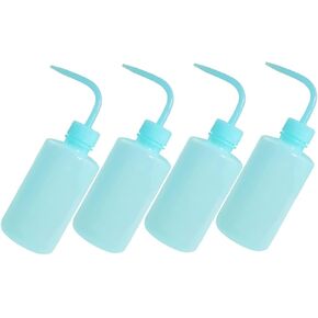 Baluue 4pcs Black Wash Bottle Plastic Squeeze Bottle with Scale, Black 250ml Squirt Bottles Narrow Mouth No Spill Bend Mouth Watering Bottle for Tattoo Supplies