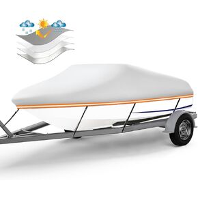 Boat Cover, Boat Covers 17-19 ft, UV-Resistant Oxford Bass Boat Cover with Reflective Stripe Fits 17-19 ft V Hull, Tri Hull Boat, Runabout, Fishing Boat, Bass and Pro-Style Bass Boat