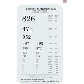 Lighthouse PowerCard Number Recognition Pocket-Size Test Card, 40cm / 16 in. LH 9259