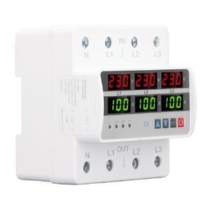 3 Phase Self Resetting Voltage Current Protector 100A, Quick Response, DIN Rail Installation for Stabler Work Efficiency