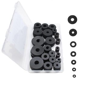 140 Pieces 7 Size Black Flat Rubber Gasket Assortment Kit, Heavy Duty Rubber Gasket Vibration Damping Gasket for Faucet Shower Head Pipe Gasket Repair