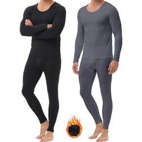 3 Pack Thermal Underwear for Men Long Johns Fleece Lined Soft and Warm Set Base Layer for Cold Weather