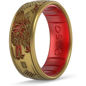 Enso Rings Etched Dualtone Silicone Ring - Comfortable and Flexible Design - Year of the Dragon