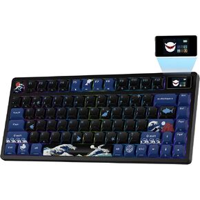 XVX 75% Keyboard with Color Multimedia Display&Knob Mechanical Keyboard, M87 Pro Wireless Mechanical Keyboard Bluetooth/2.4G /USB-C, Hot Swappable Keyboard, TKL RGB Gaming Keyboard, Kanagawa Theme