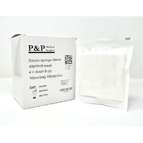 Gauze Surgical Sponges Cotton Non Sterile Woven 8-ply High Grade Quality 4"x4" Class I(a) All Purpose Pads by P&P MEDICAL SURGICAL Box of 100