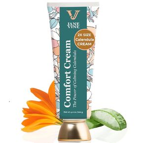 Calendula Cream, Eczema Dermatitis Prone Skin, Anti itch Cream, Mosquito Bite itch Relief, Bug Bite Relief, Burn Cream, Sunburn Relief, itch Cream, Soothing Aloe, Jojoba, Dandelion, 4.2oz JANE VINE