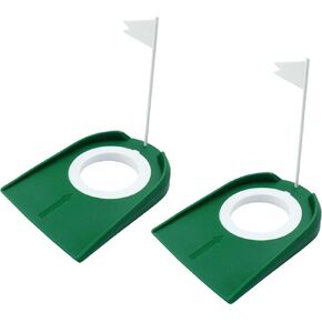 2 Pack Practice Golf Putting Cup Hole with Flag Ideal Training Aids for Indoor and Outdoor Golf Practice Sessions
