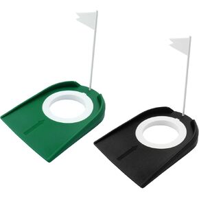 2 Pack Practice Golf Putting Cup Hole with Flag Ideal Training Aids for Indoor and Outdoor Golf Practice Sessions
