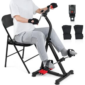Adjustable Pedal Exerciser Bike for Seniors - Hand Arm Leg and Knee Therapy, Stroke Recovery - Compact, Portable Fitness Equipment for Full Body Workout - Great Gift for Elderly Rehab