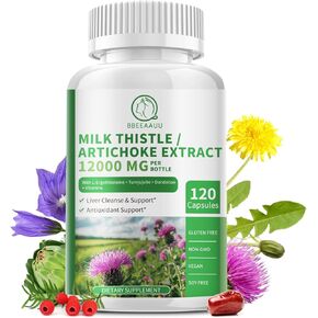 Liver Cleanse Detox & Repair Formula, 16-in-1 Herbal Liver Support Supplement with L-Ergothioneine, Milk Thistle, Artichoke, Turnjujube Dandelion Extract for Liver & Antioxidant 120 Capsules