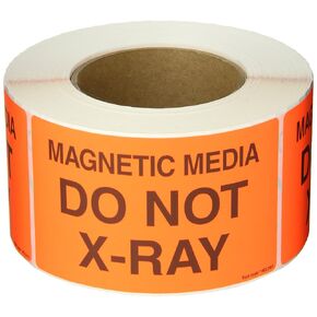 Tape Logic Aviditi Tape Logic 3" x 5","Magnetic Media Do Not X_Ray" Fluorescent Red Warning Sticker, for Shipping, Handling, Packing, and Moving (1 Roll of 500 Labels)
