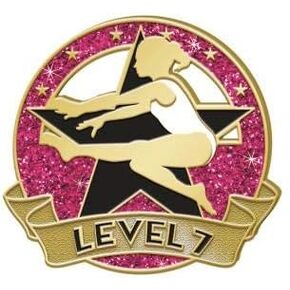 Crown Awards Level 7 Glitter Gymnastics Pin - Pink and Gold Gymnastics Lapel Pins Prime
