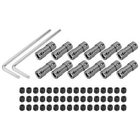 MECCANIXITY 3mm to 3mm Bore Rigid Coupling 25mm Length 10mm Dia M3 Aluminum Alloy Shaft Coupler Connector for 3D Printers DIY Car Boat Light Silver, with 6pcs Coupling 24pcs Screws 2pcs Wrench