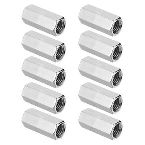 PATIKIL 1/4"-20 UNC Hex Coupling Nuts, 10Pcs 0.79" Long Fully Threaded Rod Coupling Nut Studding Connector Fasteners Galvanized Carbon Steel