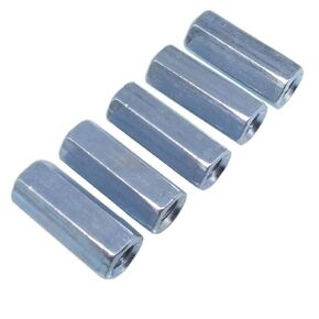 5pcs M6 x 1 x 25mm Long Rod Coupling Hex Nut Connector Zinc Plated