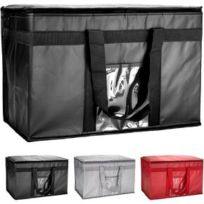Heavy Insulated Cooler Bag with Zipper Closure, Reusable Grocery Shopping Bag Keep Food Hot or Cold, Collapsible Food Delivery Bag for Instacart, Restaurant, Food Transport