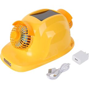 Yellow Solar Hard Hat Construction Protective Equipment Safety Helmet 5 Gear Dual Cooling Fan Strong Bright Light US Plug 100-240V