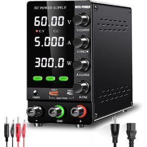 NICE-POWER DC Power Supply Variable 30V 10A, Adjustable Regulated DC Bench Power Supply with Encoder, Output Switch and OCP/OVP, Benchtop Lab Power Supplies 4-Digit LED Display with USB Quick Charge in Kuwait