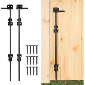 36" Cane Bolt Heavy-Duty Drop Rod for Gate, Gate Ground Latch for Wooden Fences Metal Gates Doors, Metal Gates Doors Stopper for Gate Ground, Wrought Iron Gate Latches, Black Finish(2 Pack)