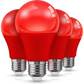 L LOHAS LED Red and Green Light Bulbs Outdoor 4 Pack, Red and Green Light Bulbs for Christmas Decoration, A19 9W, 720LM, E26 Base, Non-Dim