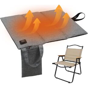 Heated Seat Cushion, Portable Heated Chair Pad, Foldable Heated Stadium Seat Cushion for Bleachers, 3 Level Adjustable Heated Camping Chair, USB Powered with Pocket for Indoor, Outdoor