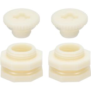 PATIKIL ABS Bulkhead Fitting G 1/2, 2 Pcs Double Threaded Bulkhead Water Tank Connector with PVC Seal Gasket for Rain Bucket, Sinks, Aquariums, White