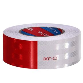 Reflective Tape Outdoor Waterproof 2 Inch X 30 Feet Red White Conspicuity Strong Adhesive Reflector Tape Warning Safety Reflective Tape for Trailers, Trucks, Vehicles, Driveway, Boats, Signs