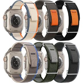 6 Pack Sport Band Compatible with Apple Watch Ultra 2 Band 49mm 46mm 45mm 44mm 42mm for Men Women, Breathable Nylon Trail Loop and Alpine Loop for iWatch Ultra Ultra 2 Serie 10 9 8 7 6 SE 5 4 3
