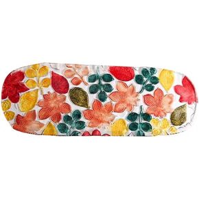 MAGCOLOR Large Hand Painted Colorful Crystal Glass Decorative Bowl. Unique Leaf-shaped Glass Crystal, Long Glass Bowl for Kitchen Table Centerpieces,Large Tray Decorations for Living Room-19 inch.