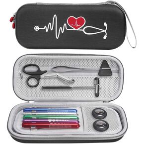 Hard Stethoscope Travel Carrying Case for 3M Classic III,Lightweight II S.E,MDF Acoustica Deluxe Stethascopes and More - Extra Room for Accessories (Black)